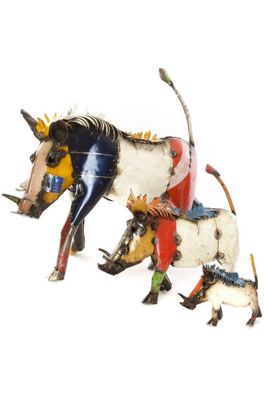 Recycled Oil Drum Wart Hog Sculptures