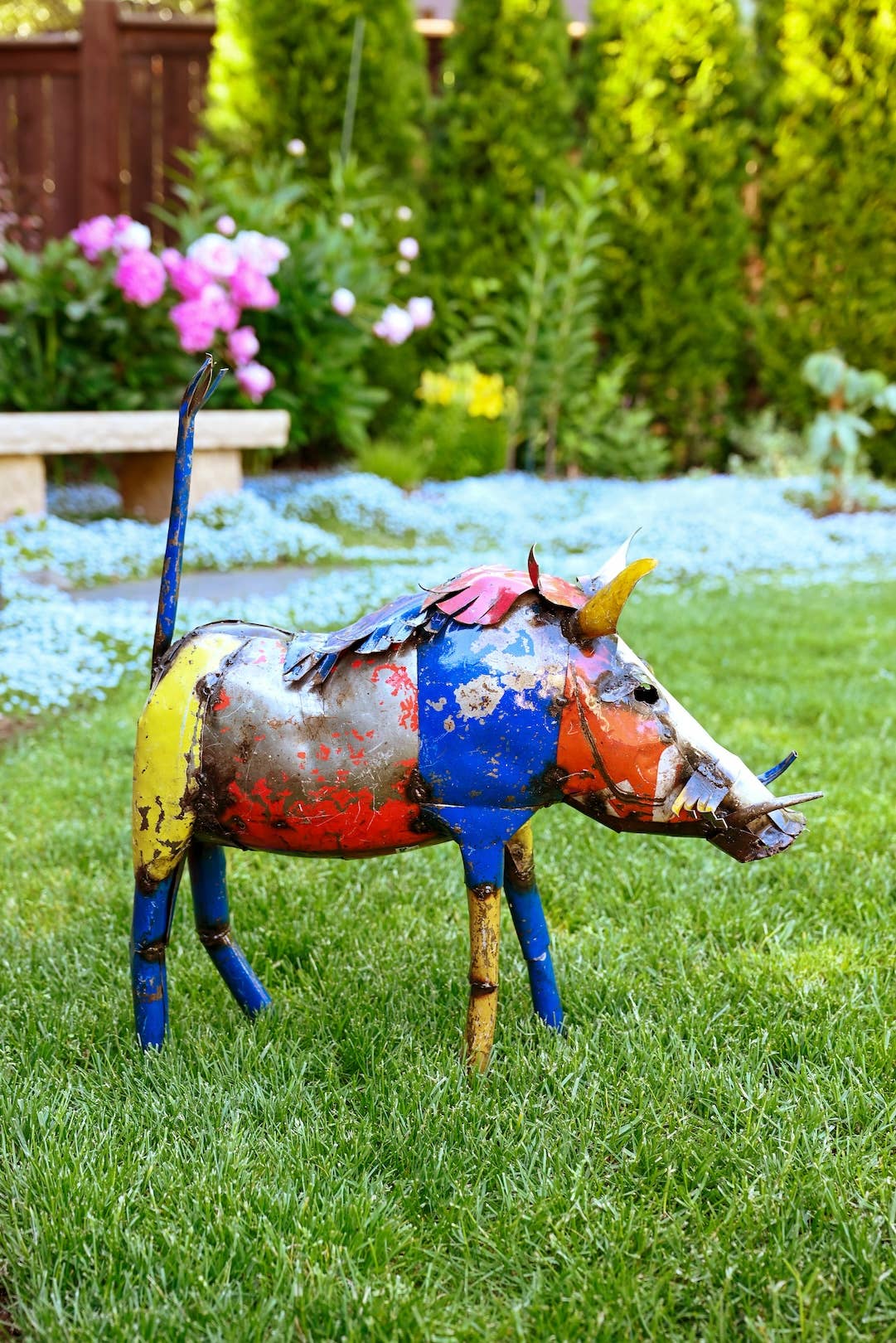 Recycled Oil Drum Wart Hog Sculptures