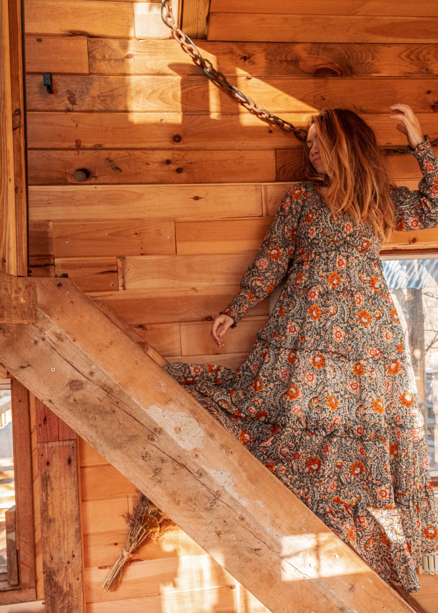ORGANIC Cotton Block Printed Maxi Dress, Floral EMILIA Dress