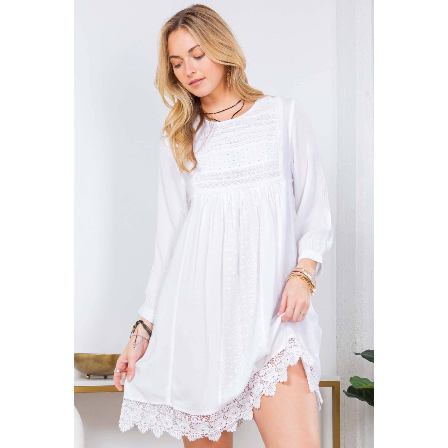 Long Sleeves Lace Detailing Dress