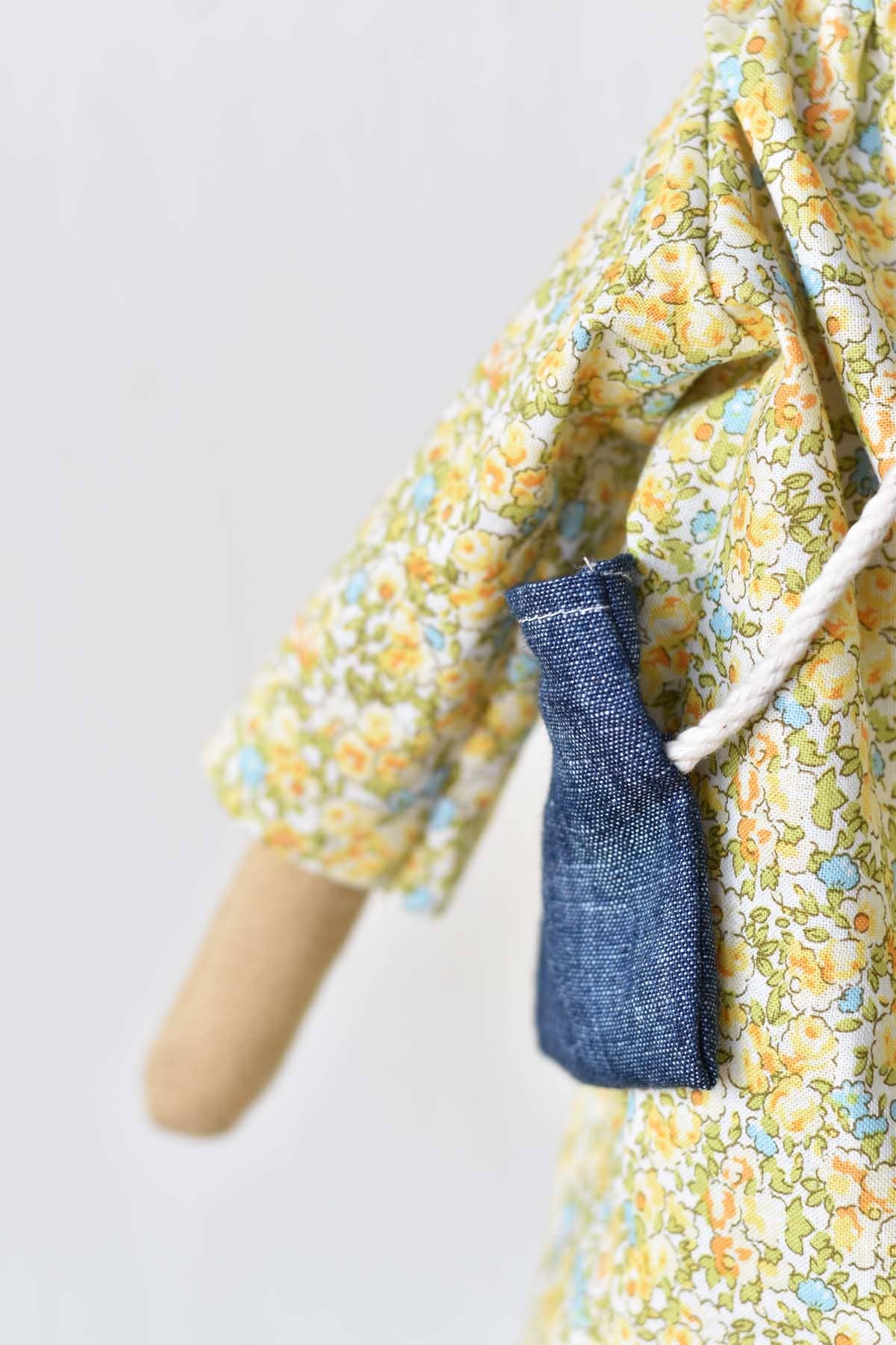 Agatha the Bear Doll- Floral Day Dress- Handmade