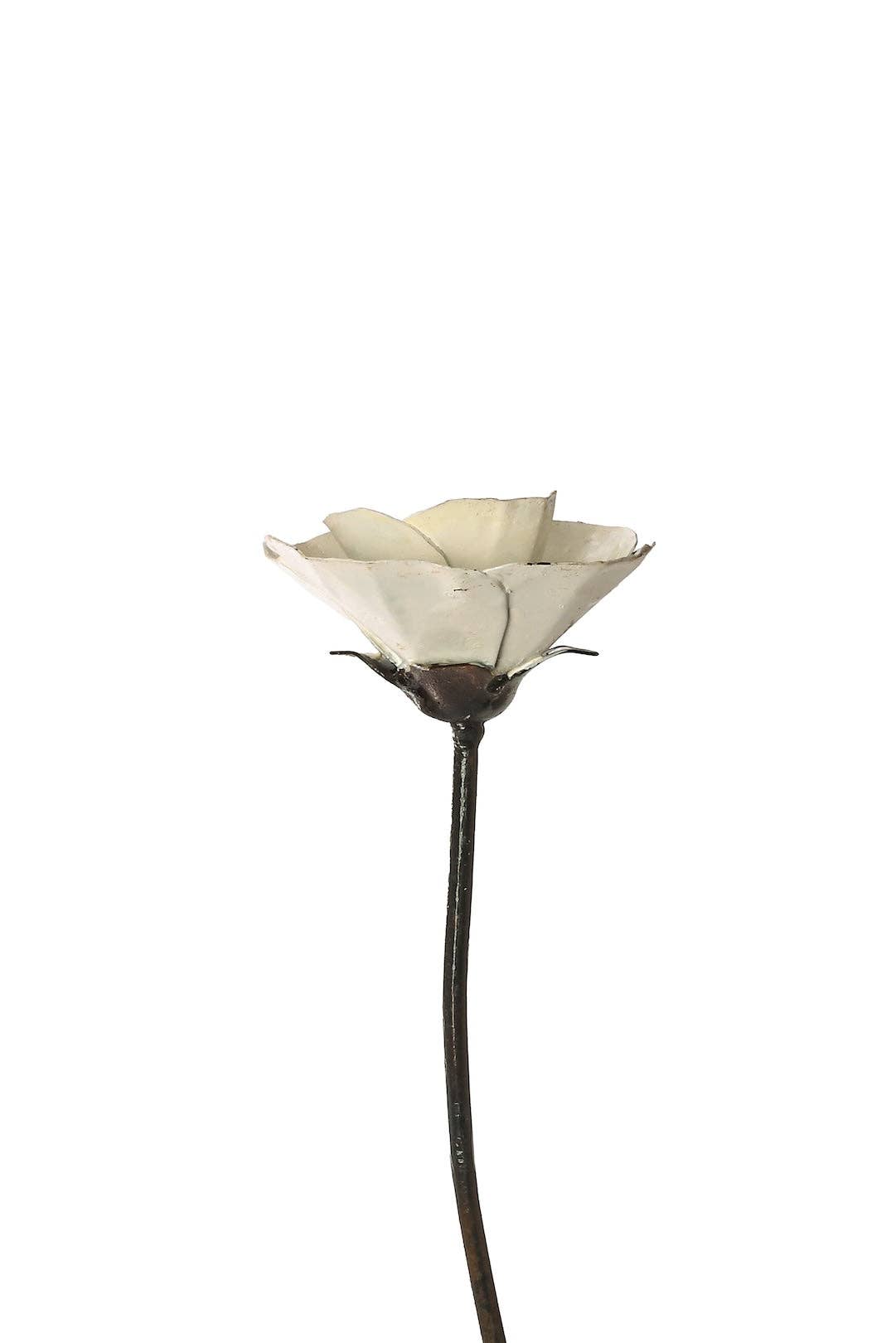 White Recycled Metal Poppy Garden Stake