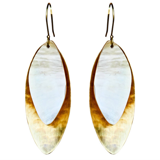 Dona Earring, Brass, Mother of Pearl - Light