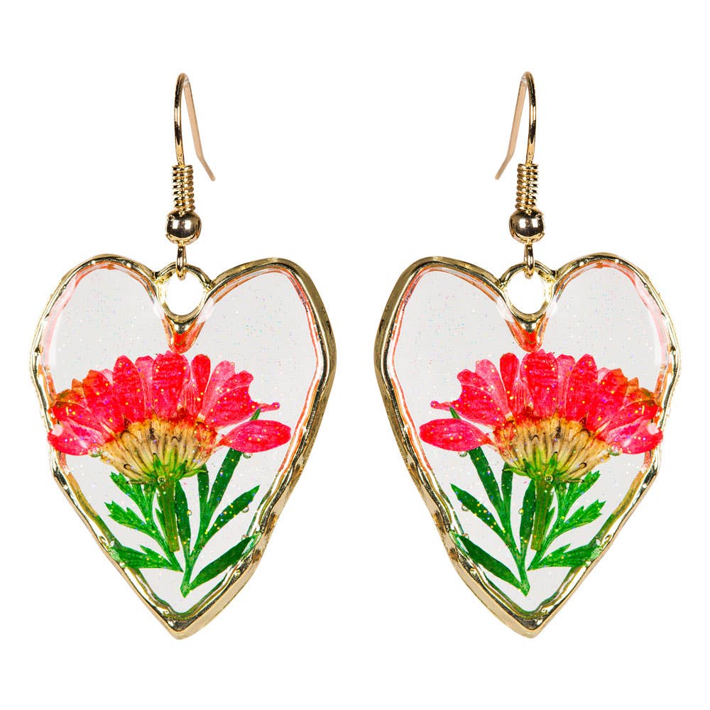 DRIED FLOWER HEART EARRINGS