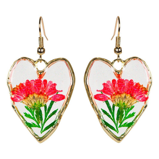 DRIED FLOWER HEART EARRINGS