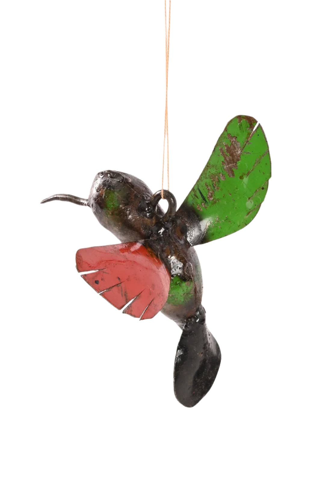 Recycled Metal Hummingbird Hanging Sculpture