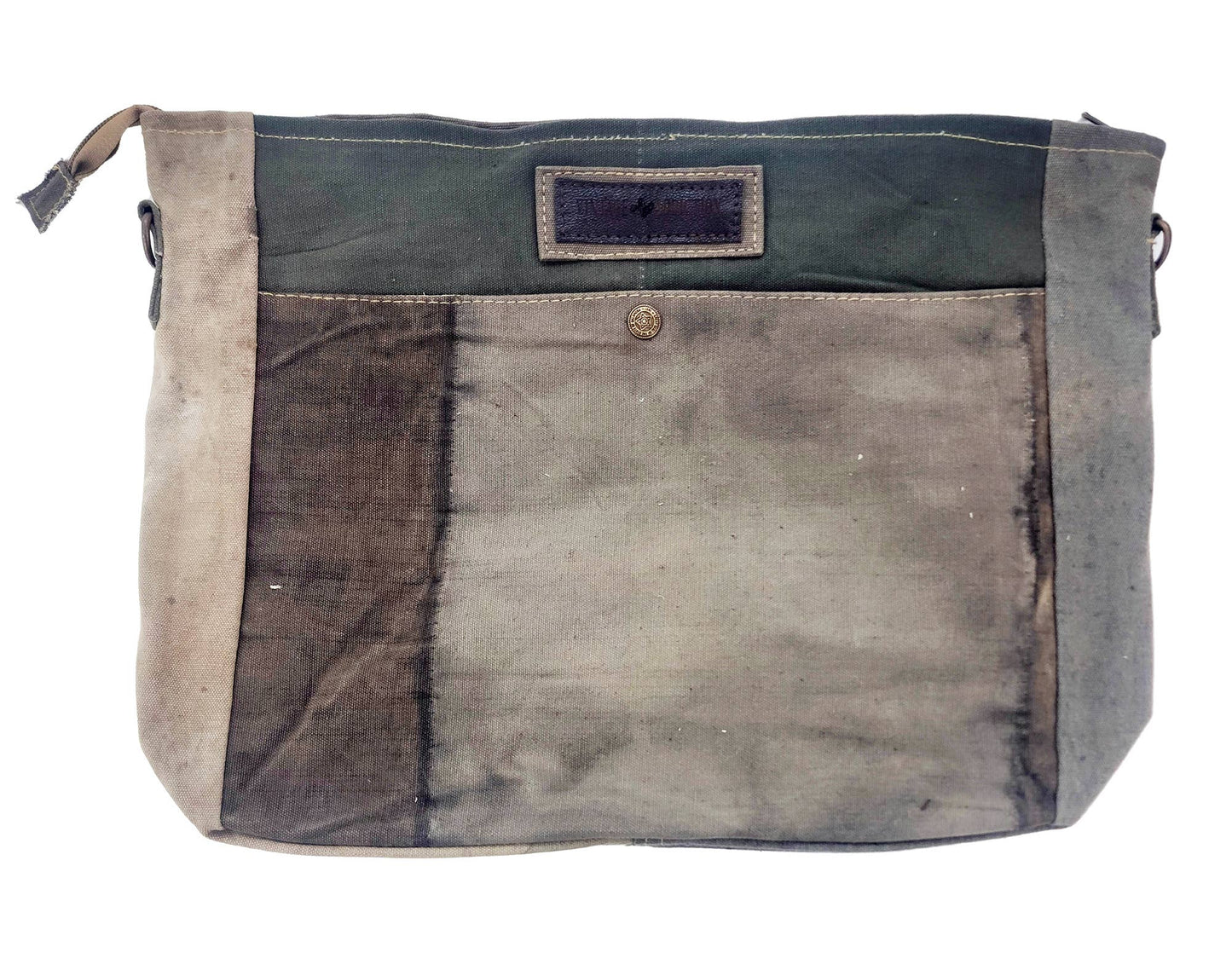 Recycled Military Tent Crossbody w/Vintage Fabric Pocket