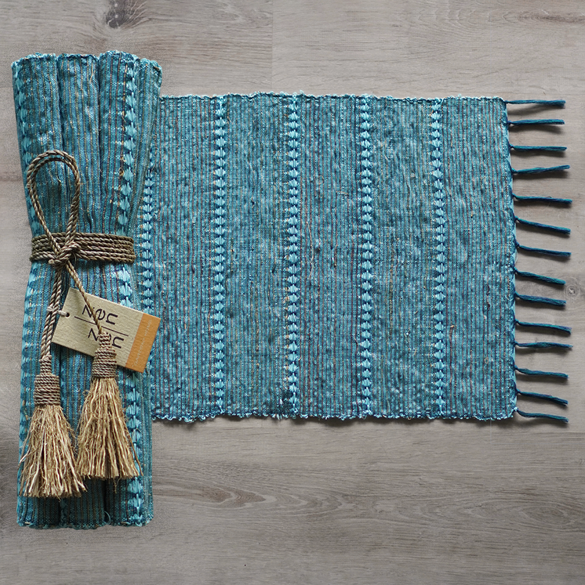 Vetiver Placemats set/6 | Indigo Stripes