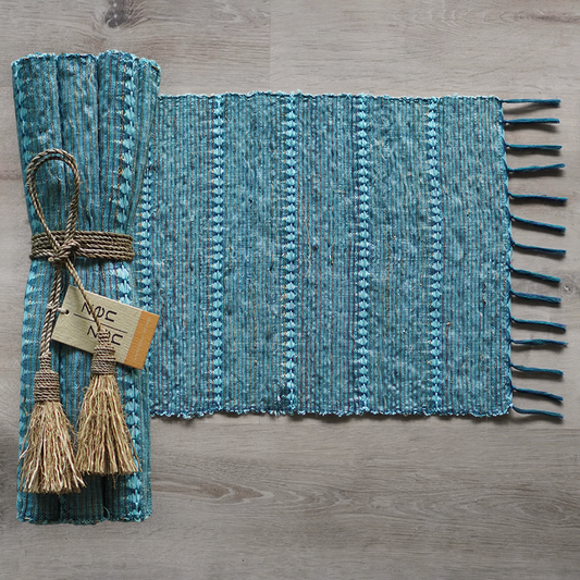 Vetiver Placemats set/6 | Indigo Stripes
