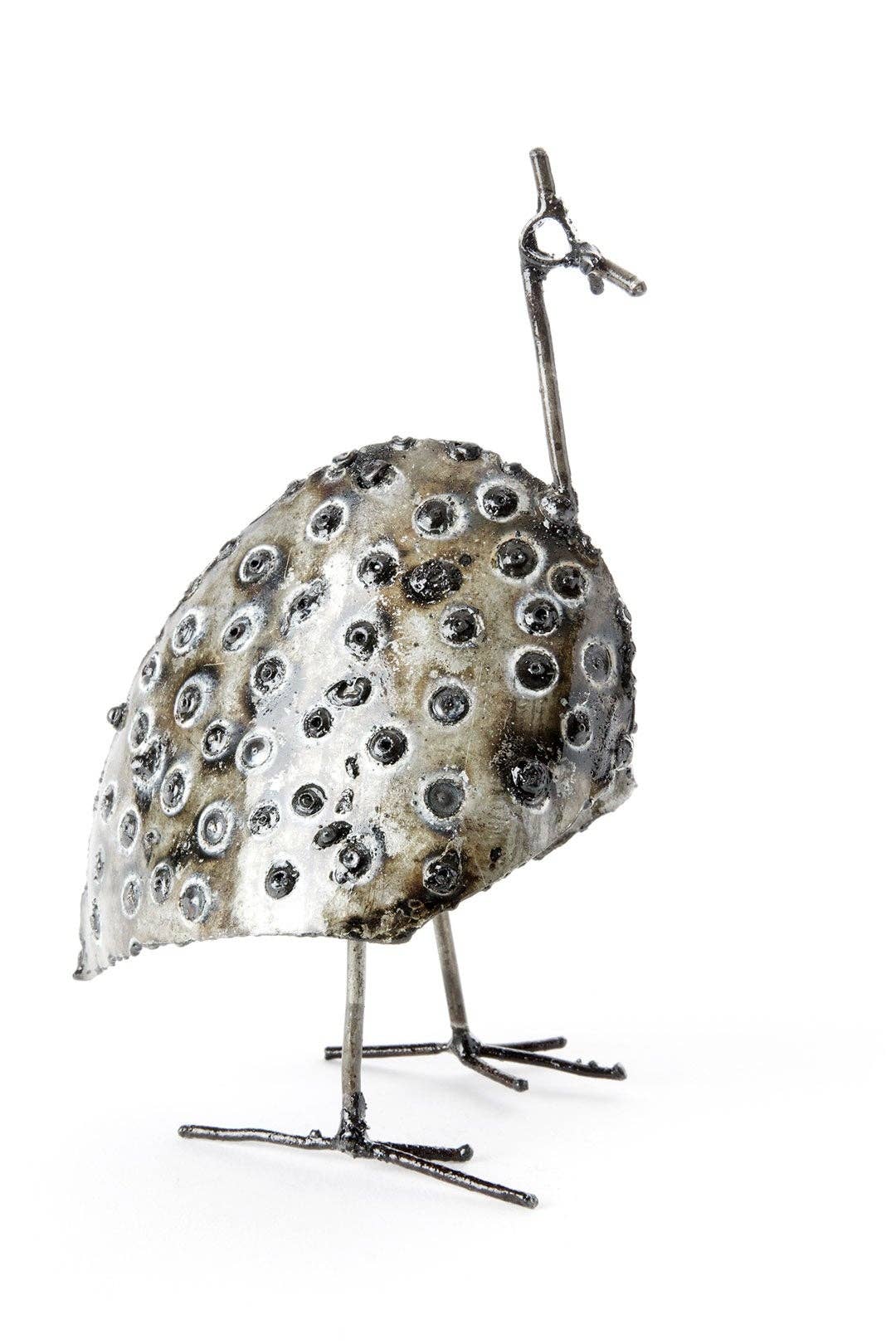 Medium Recycled Metal Guinea Fowl Bird from Zimbabwe