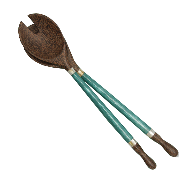 Capiz & Palm Wood Server | Teal