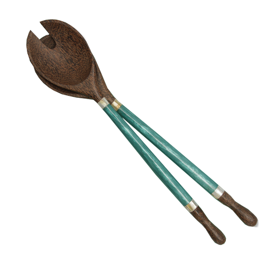 Capiz & Palm Wood Server | Teal