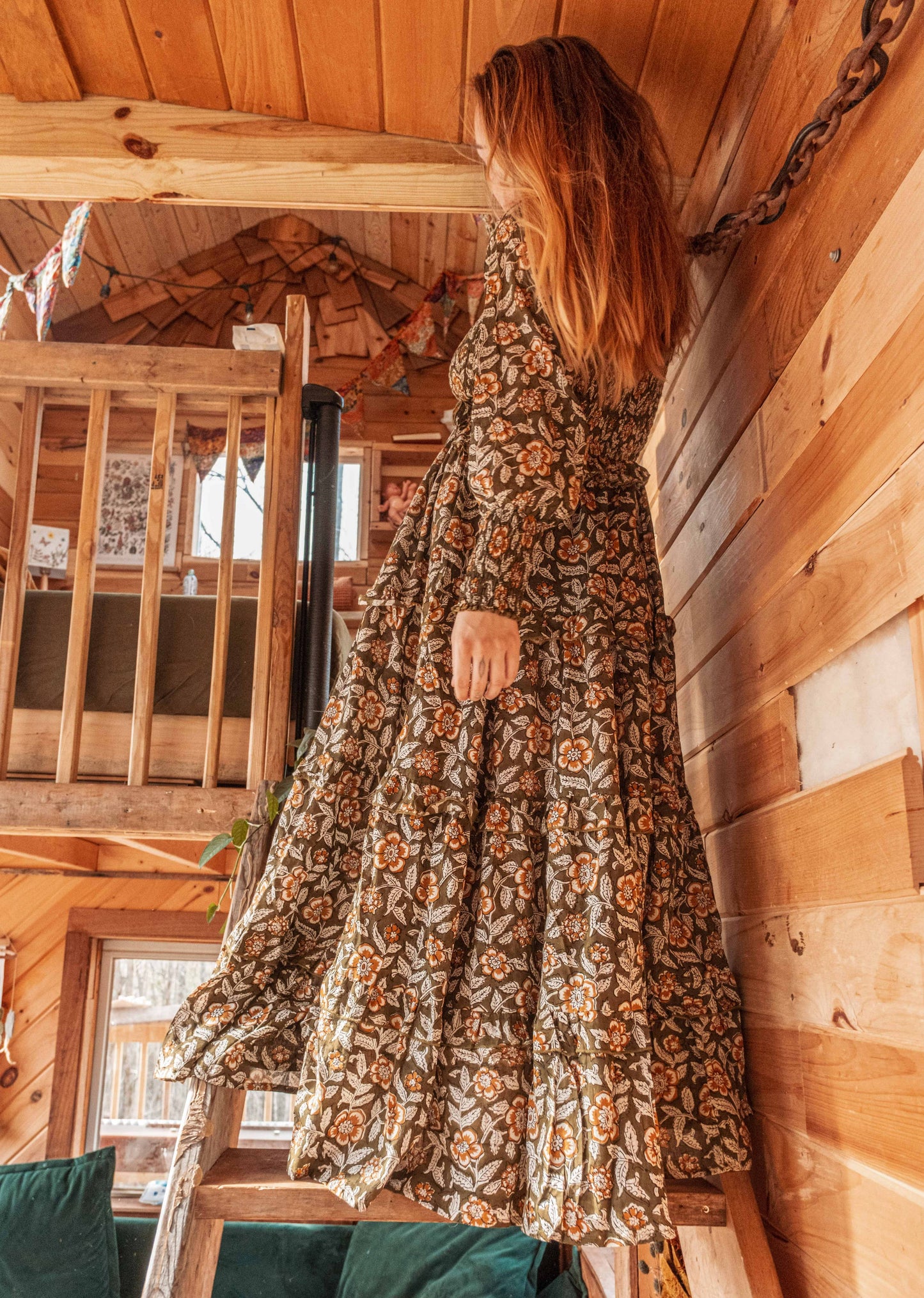 ORGANIC Cotton Block Printed Maxi Dress, Floral EMILIA Dress