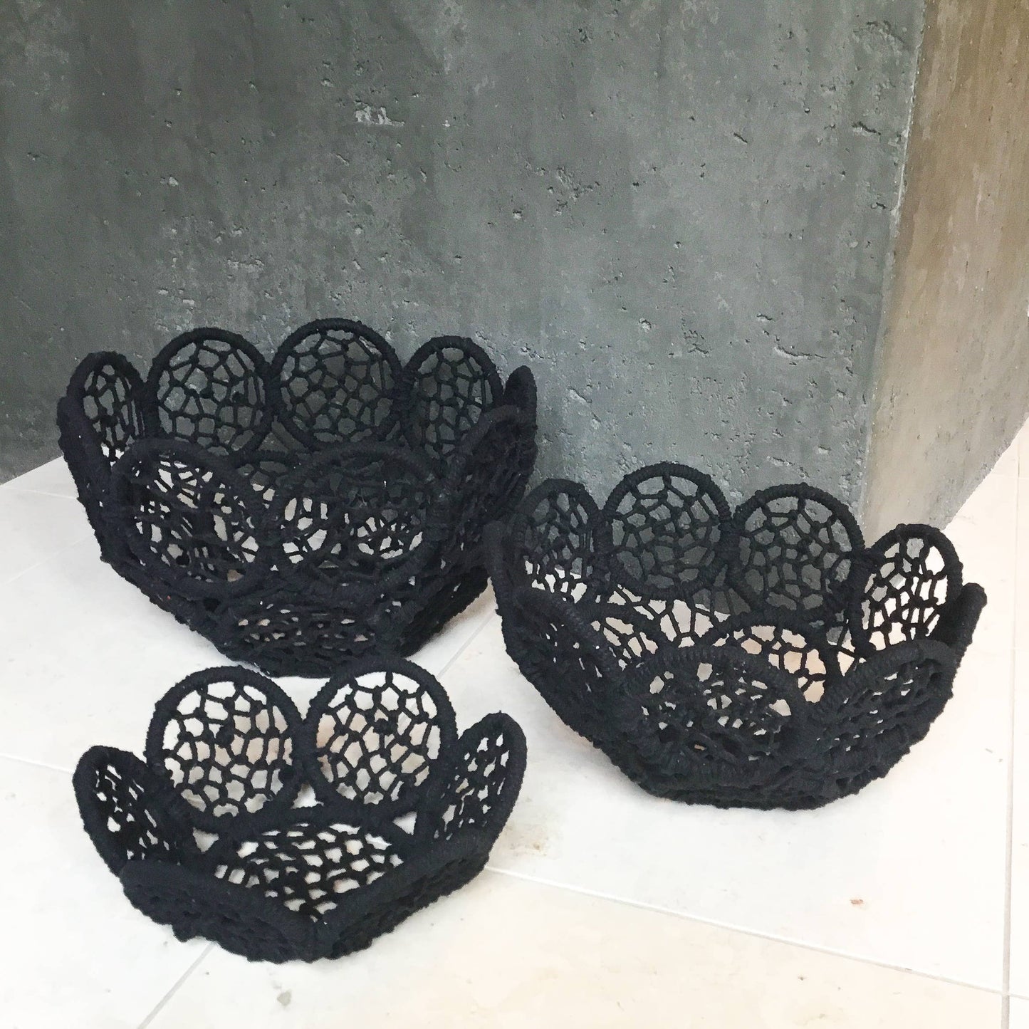 Jute Flower Baskets, Set of 3