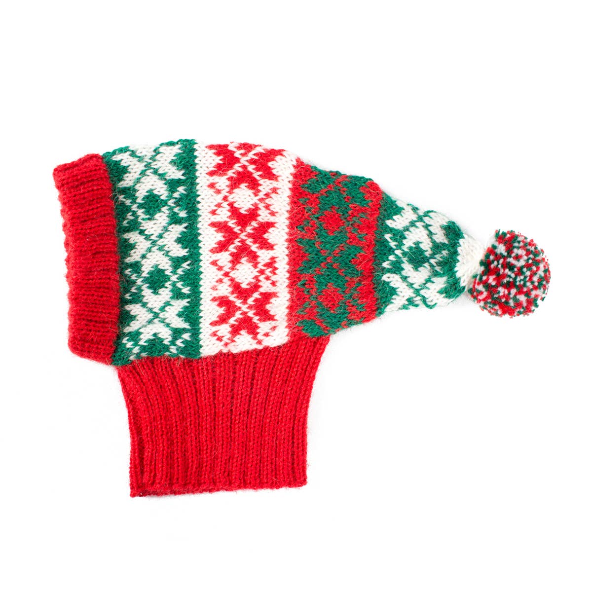 Christmas Snowflakes Red & Green Alpaca Dog Hat