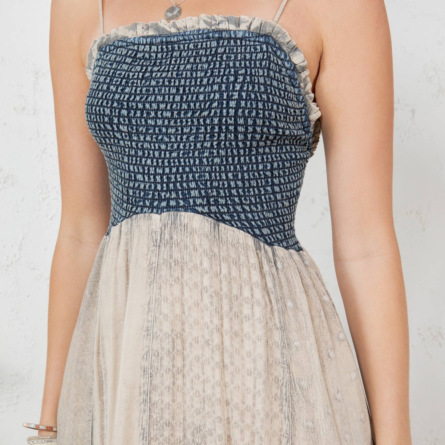 Handkerchief Hem Mid-Length Dress with Patches