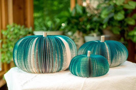 Book Pumpkin, Dark Teal, Fall and Halloween Decor