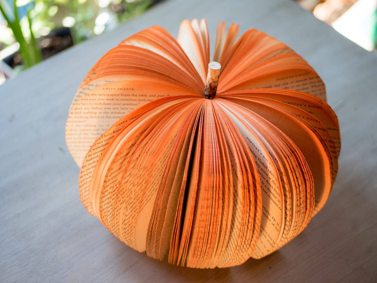 Book Pumpkin Rustic Orange Fall Decor Thanksgiving Halloween