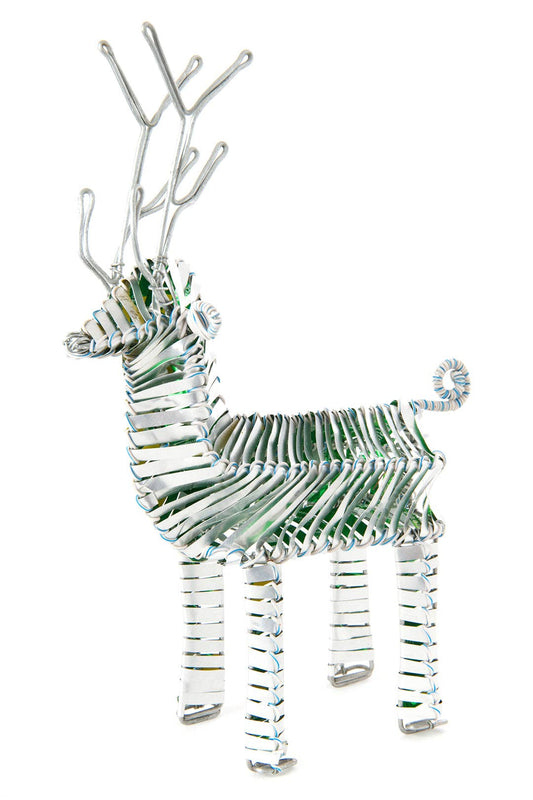 Silver Recycled Can & Assorted Wire Reindeer Sculpture