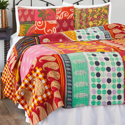 Queen-Size Kantha Patchwork Quilt