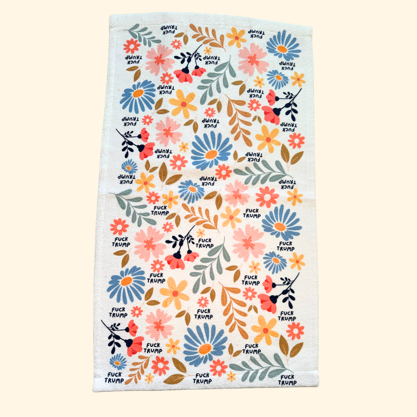 Fuck Trump Retro Flower Hand Towel