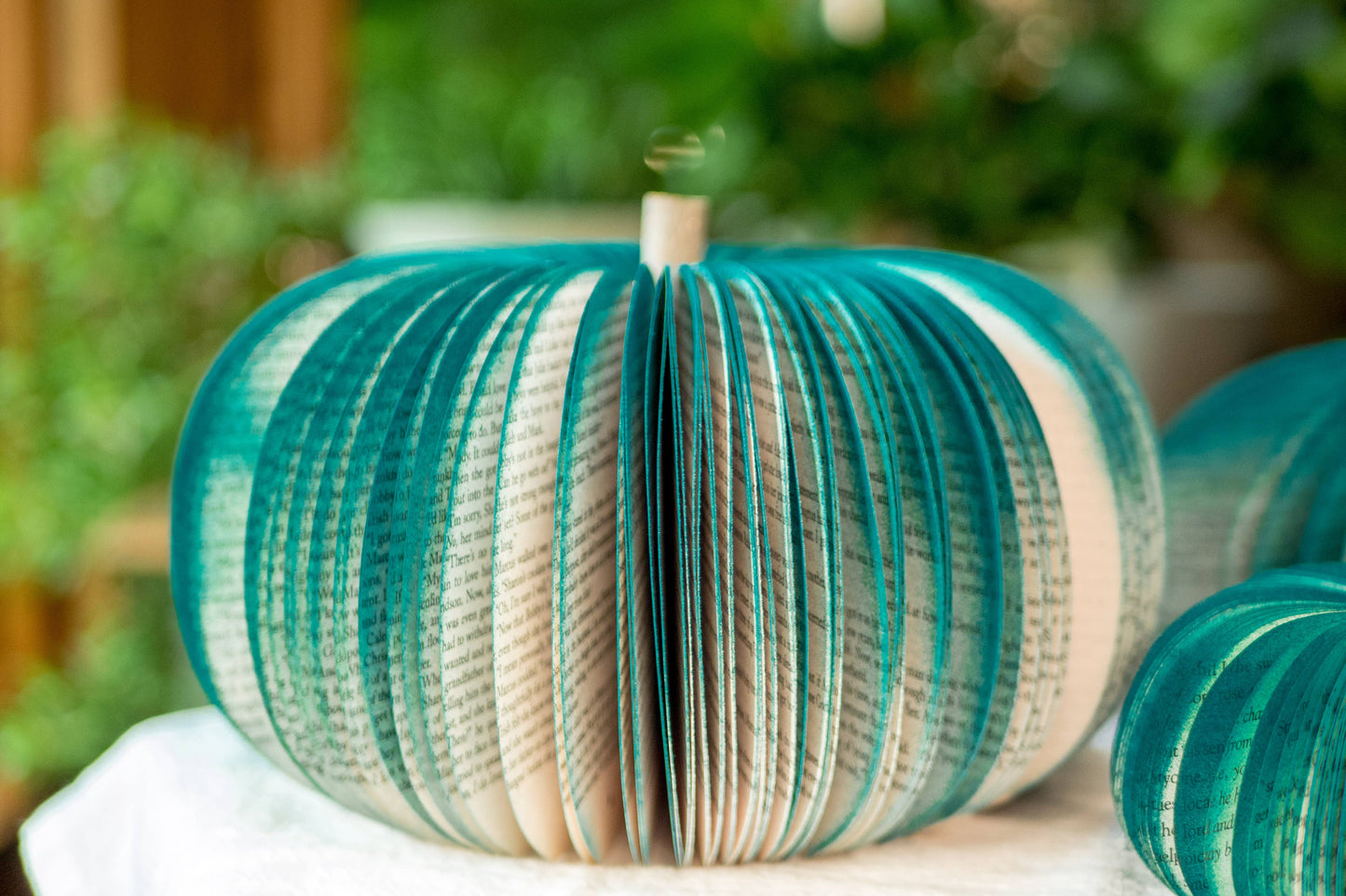 Book Pumpkin, Dark Teal, Fall and Halloween Decor