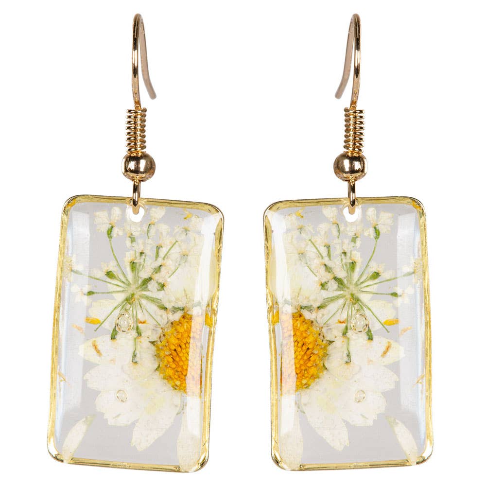 DRIED SUNFLOWER RECANGLE EARRINGS Heidi
