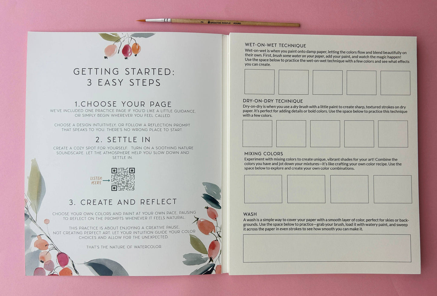 Watercolor Meditative Art Book, Guided Creative Ritual