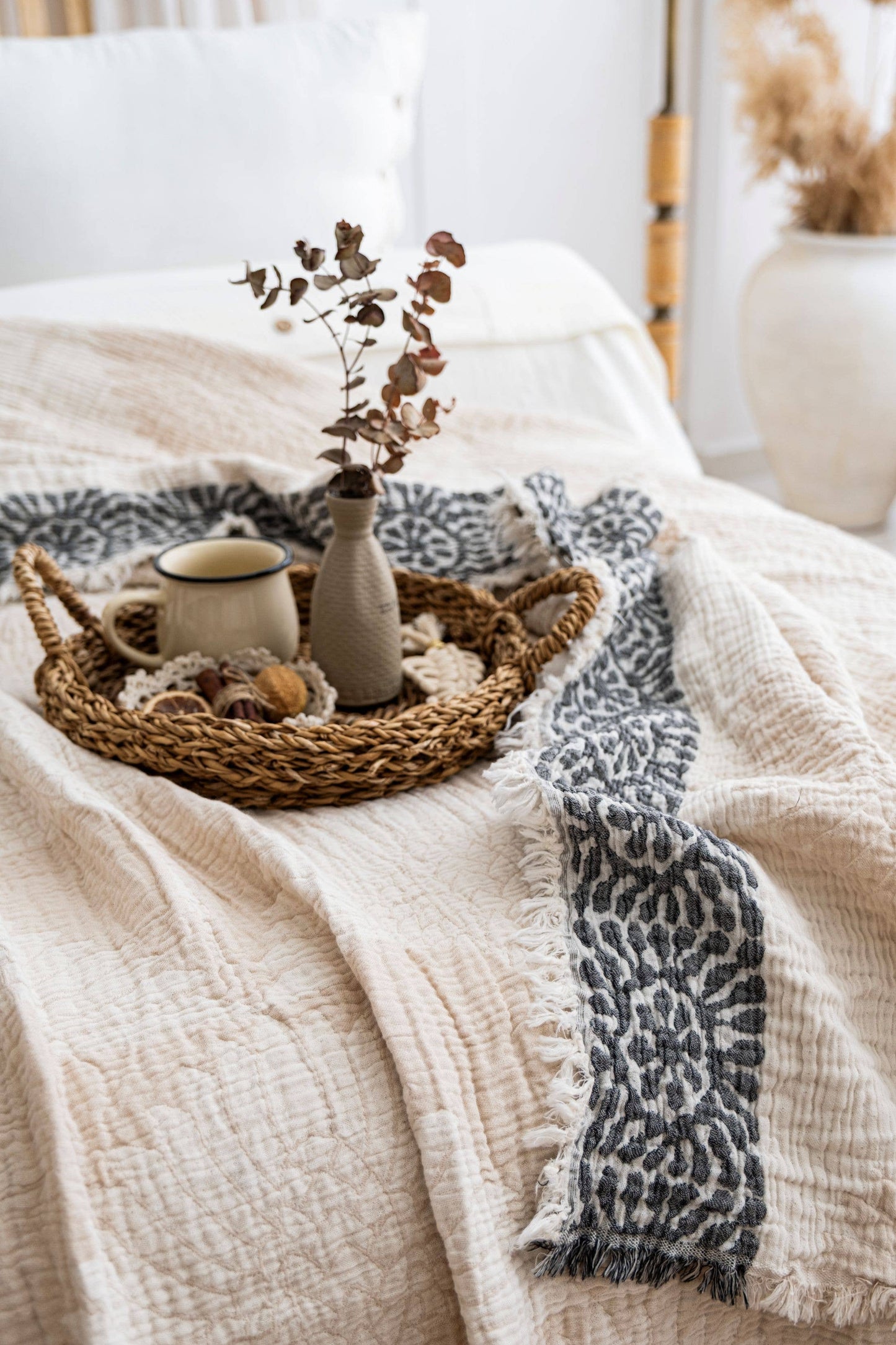 Crane Muslin Blanket King Size Beige