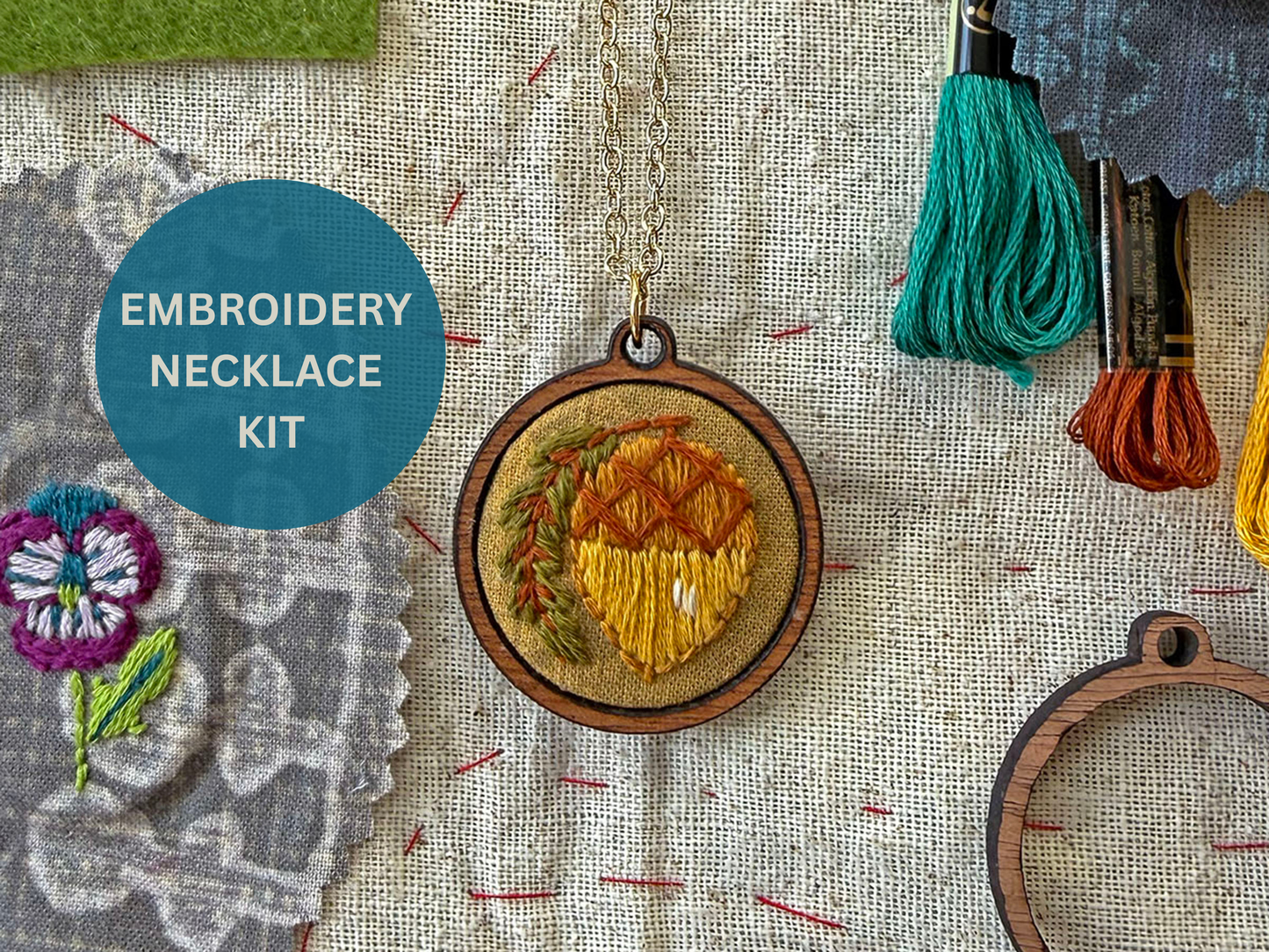 Acorn Embroidery Necklace Kit