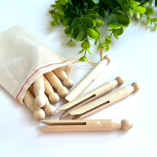 Wooden Laundry Doll Clips Clothing Pegs Set of 10