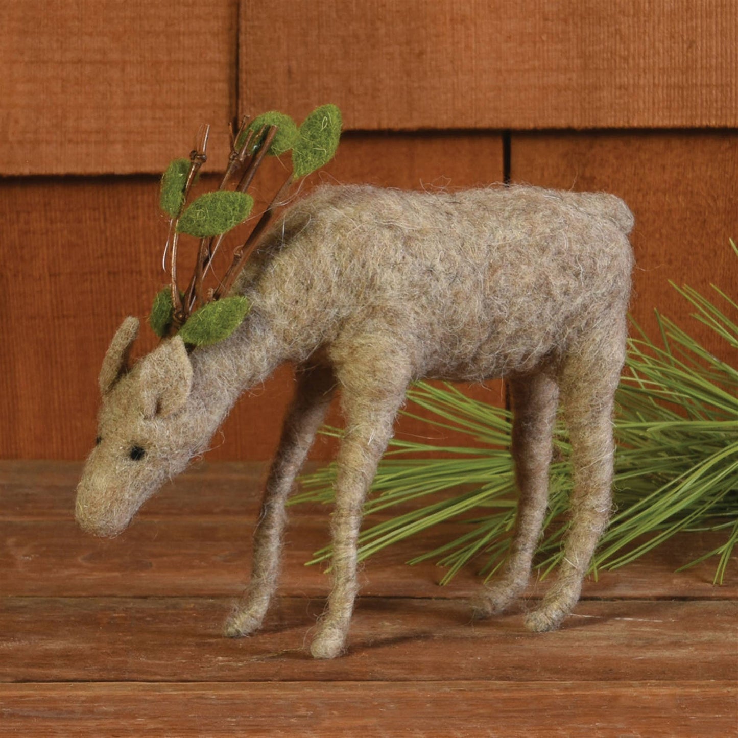 Felt Reindeer, Grazing - Brown