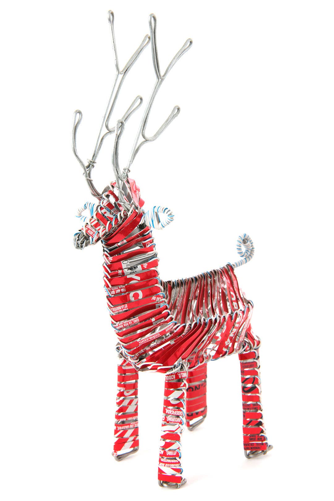 Red Recycled Aluminum Can Reindeer Sculpture