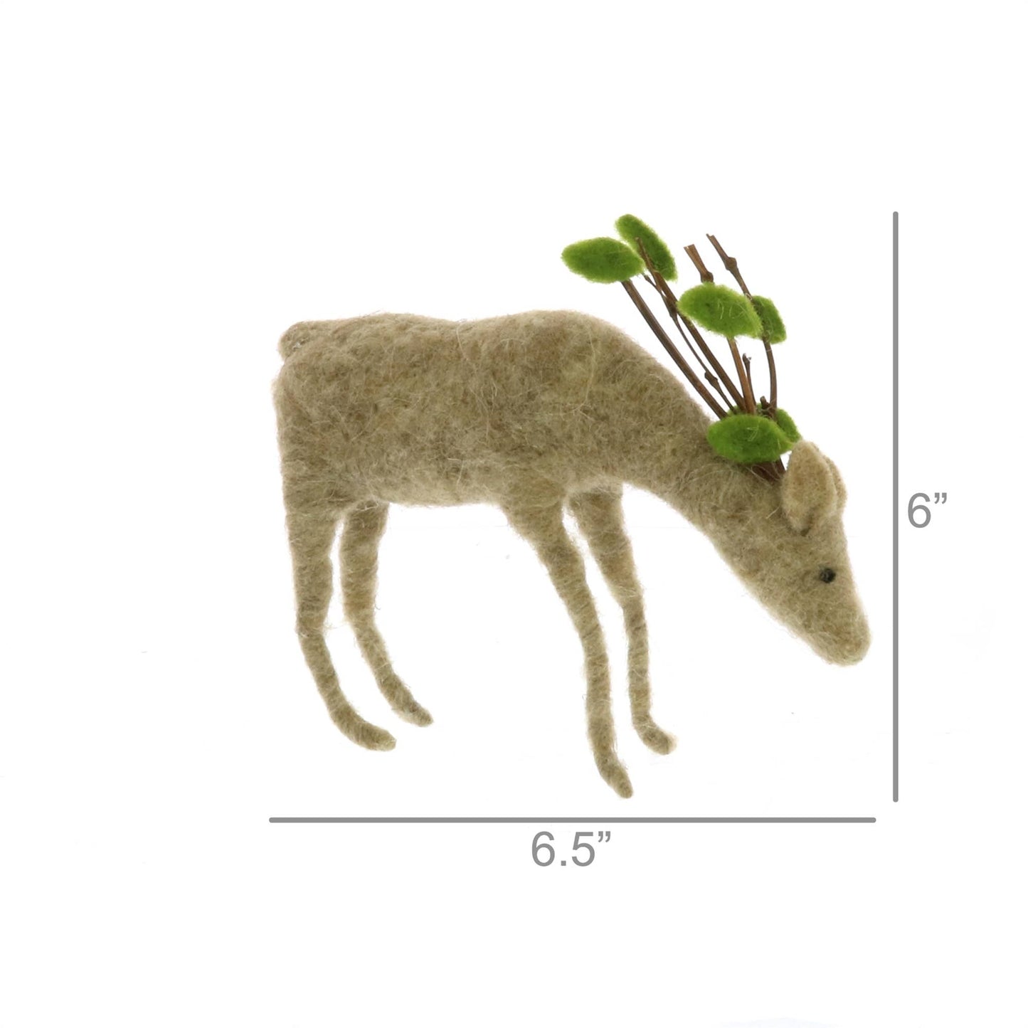 Felt Reindeer, Grazing - Brown