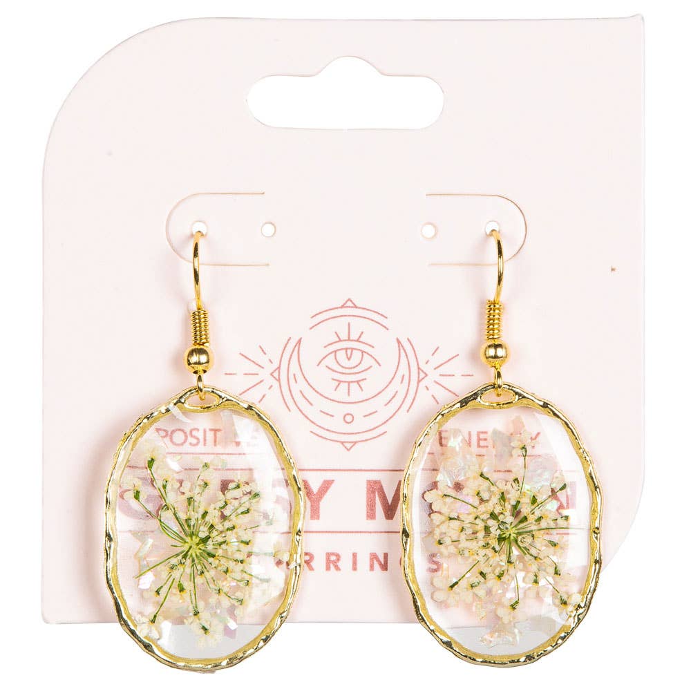 DRIED FLOWER OVAL EARRINGS