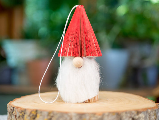 Christmas Gnome Ornament-Bibliophile Holiday Decor-Book Gift