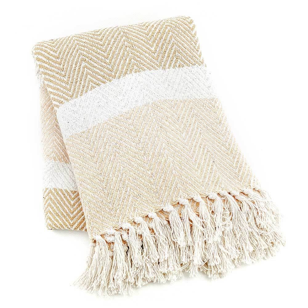 Natural Stripe Rethread Throw Blanket