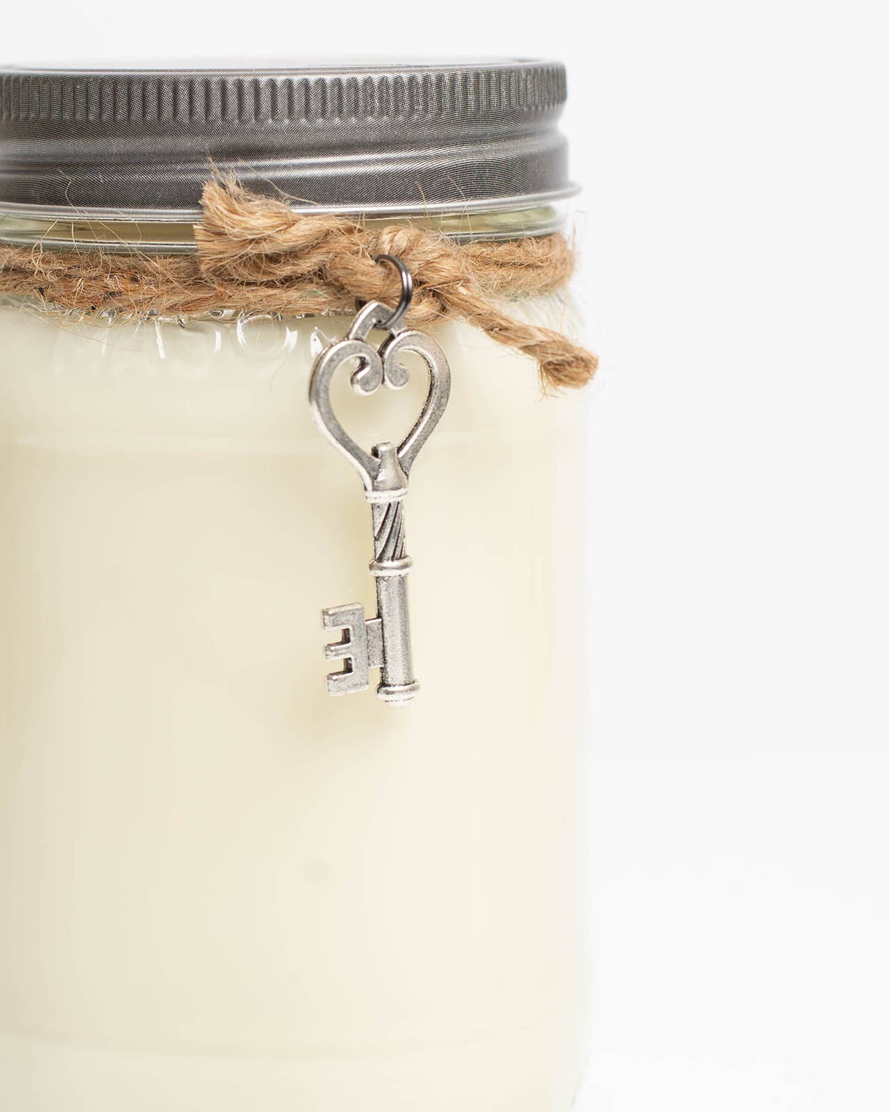 Mason Jar Candle with Key Charm