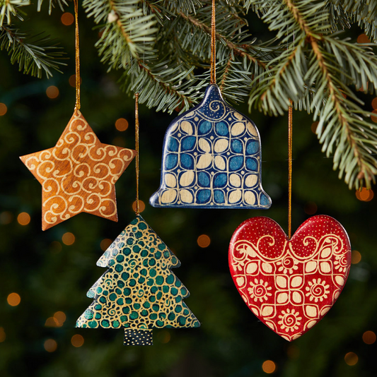 Batik Christmas Cookie Ornaments - Set of 4