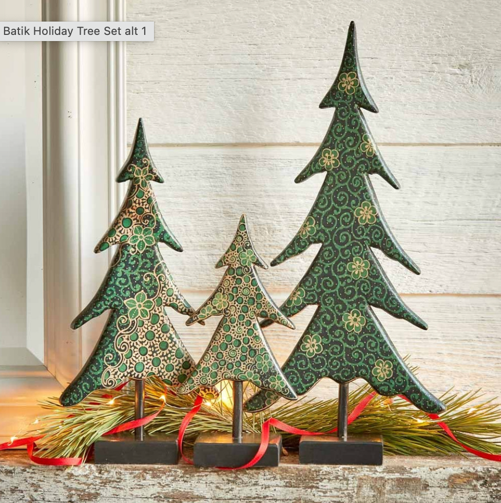 Batik Holiday Tree Set