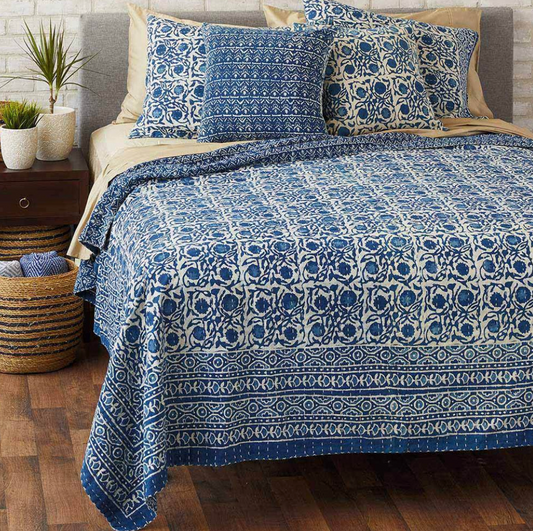 Floral Dabu Cotton Bedding