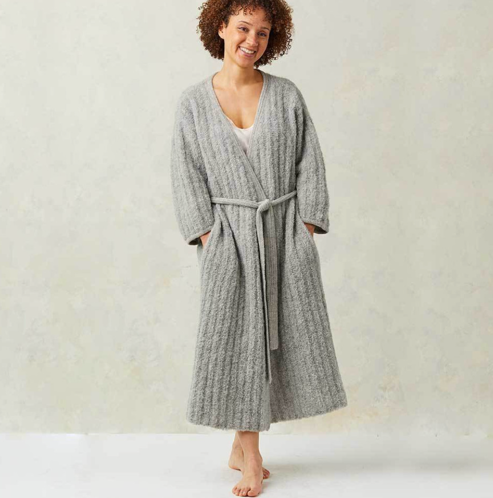 Soft Gray Boucle Alpaca Robe