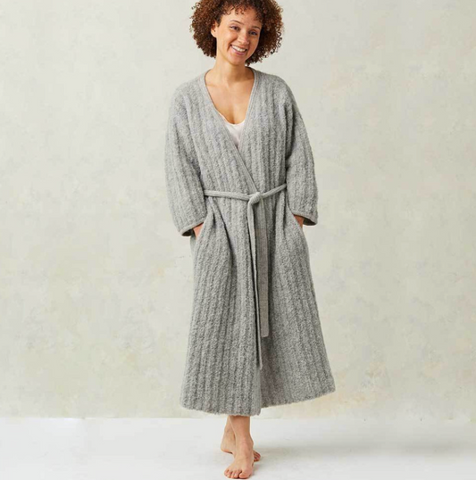Soft Gray Boucle Alpaca Robe