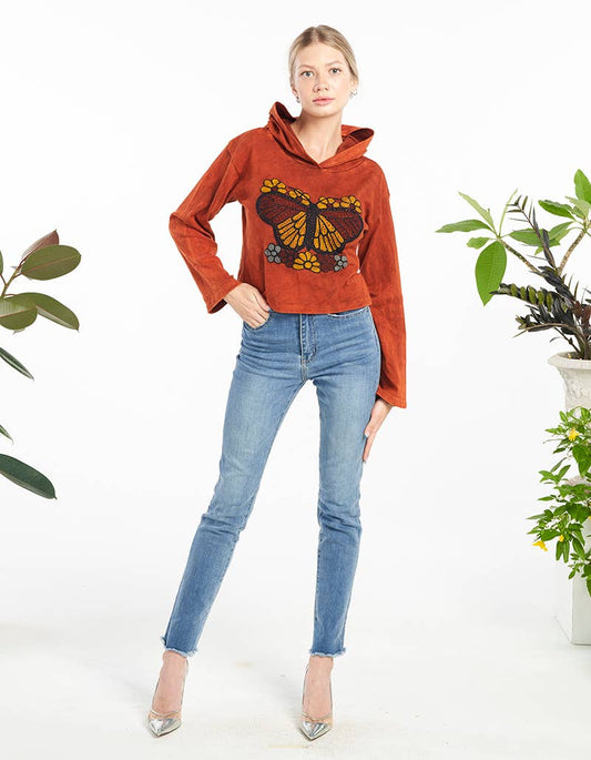 Womens Clothing - Butterfly Hoodie Top (KT-1525)