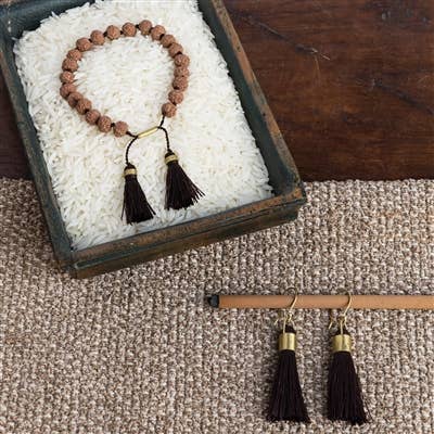 Tassel Earring - Cuff - Eggplant