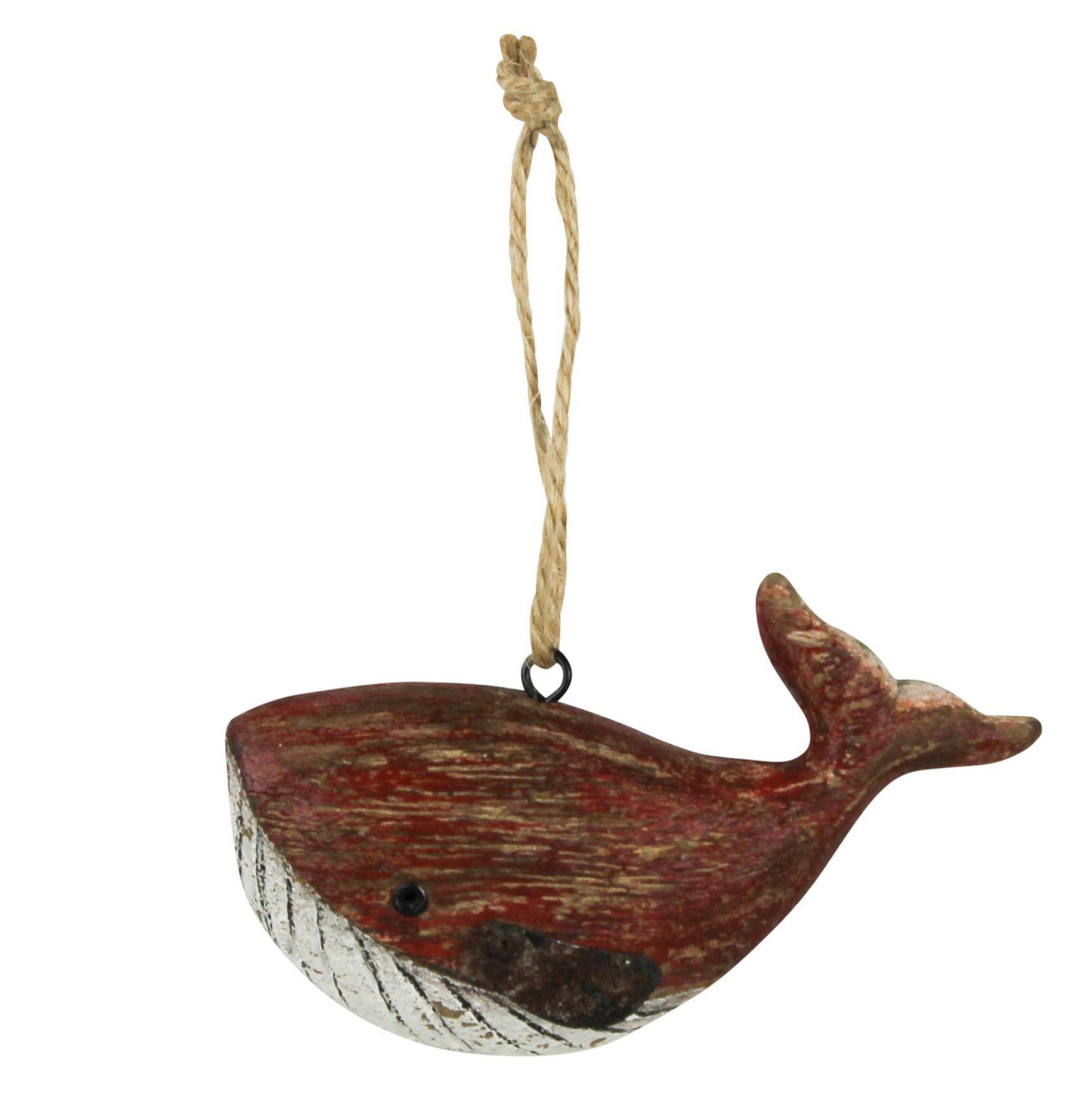 Whale Ornament, Wood - Red