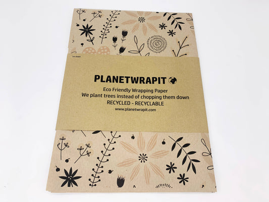 Spring Garden Recycled Eco Kraft Wrapping Paper
