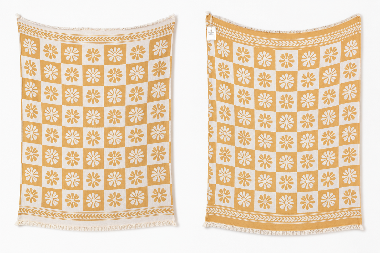 Daisy Muslin Throw Blanket, Cotton, Beach Blanket