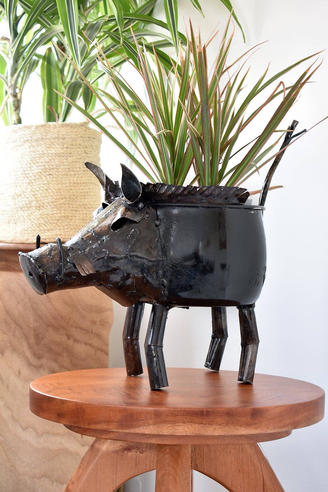 Zimbabwean Recycled Cook Pot Wart Hog Planters