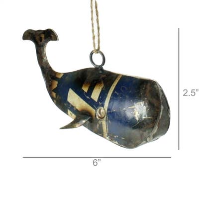 Reclaimed Metal Ornament - Whale